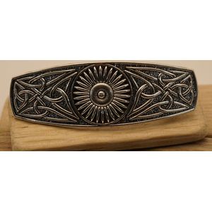 Haarspeld metaal rondje met 2 eeuwige knopen nikkel - zilveren haarspelden - zilveren keltische haarspelden - leuke meisje haarspelden - leuke haarspelden volwassen - mooie haarclips volwassen - moderen haarclips - modieus haarclip - haarclip styling