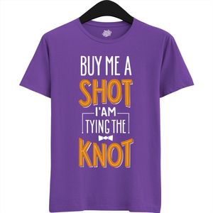 Buy Me A Shot | Vrijgezellenfeest Cadeau Man - Groom To Be Bachelor Party - Grappig Bruiloft En Bruidegom Bier Shirt - T-Shirt - Unisex - Dark Purple - Maat L