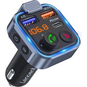 Bluetooth 5.3 FM Transmitter met Snellader en Draadloze Autoradio-Adapter