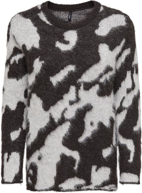 ONLY - ONLCOSTA - Gebreide Trui - Beige / Zwart - Dierenprint