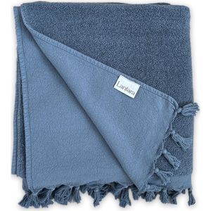 Lantara Hamamdoek met Badstof - Denim blauw - 90x190cm