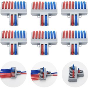 Compacte Draadconnectoren 6 stuks splicingconnectoren hefboommoerassortiment geleider elektrische connectorblokken (SPL-82 2 in 8 uit)