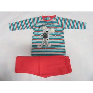 Wiplala - Jen & James - Pyjama - Katoen - Jongen - Rood / groen - Muisje , 4 jaar  104