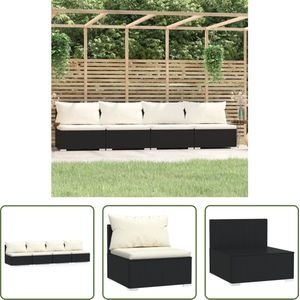 The Living Store Tuinbank - 4-zits - Zwart - PE-rattan