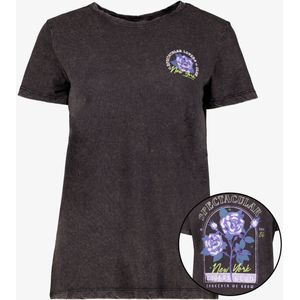 TwoDay dames T-shirt acid wash met backprint zwart - Maat S