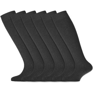 Meisjes sokken | Kniekousen met kabelpatroon | Merk: Yellow Moon | Kleur: Zwart | Maat: 19 t/m 42 | 6 Paar