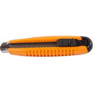 Kortpack - Afbreekmes - 16cm lang - Oranje - Met Blokkeerknop - 1 stuk - Uitschuifmes - Box cutter - (099.0910)