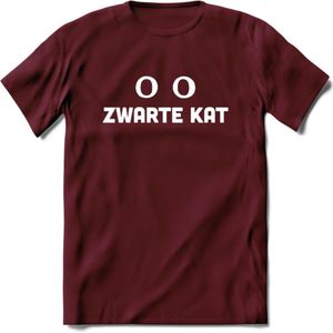 Zwarte Kat - Katten T-Shirt Kleding Cadeau | Dames - Heren - Unisex | Dieren shirt | Grappig Verjaardag kado | Tshirt Met Print | - Burgundy - XL