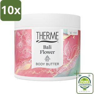 10 x Therme - Bali Flower - Bodybutter - Hydraterend - Verzorgend - 225gr - Grootverpakking - Bodybutter - Hydraterende Crème - Verzorging - Orchidee Geur - Vegan Bodybutter