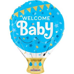 Folie ballon Welcome Baby Blauw, 45 centimeter