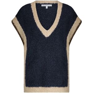 Red Button Trui Sleeveless Contrast Rib Srb4710 Indigo Dames Maat - L
