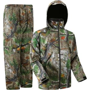 Regenpak lange herenmouwen - waterdicht winddicht capuchonjas met windbrekerbroek van polyester
