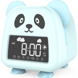 Slaaptrainer voor kinderen Kinderwekker met nachtlamp en Wekker blauwe panda