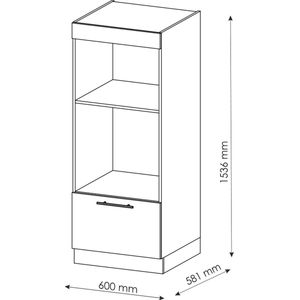 Vicco Magnetronkast Fame-Line, Wit Landhuis/Grijs, 60 cm open