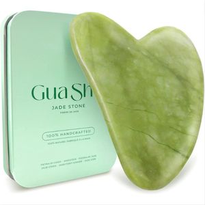 Gua Sha Jade Stone Tool voor Gezicht door Plantifique - Anti Aging Massage Tool - Voor Gezicht - Gezichtsverzorging Producten - Gezichtsmassager voor uw Huidverzorgingsroutine (Groen)