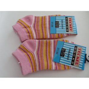 Sokken - Sokka - Meisjes - Gestreept - Roze, geel, wit - 27 / 30