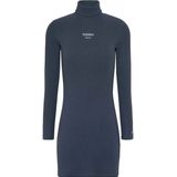 Tommy Jeans Turtle Ess Logo Lang Mouw Jurk Blauw M Vrouw