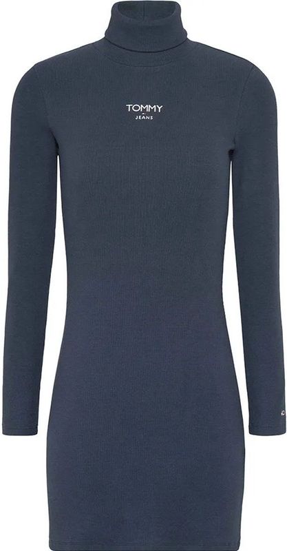 Tommy Jeans Turtle Ess Logo Lang Mouw Jurk Blauw M Vrouw