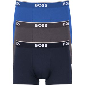 HUGO BOSS Power trunks (3-pack) - heren boxers kort - navy - blauw - grijs - Maat: L
