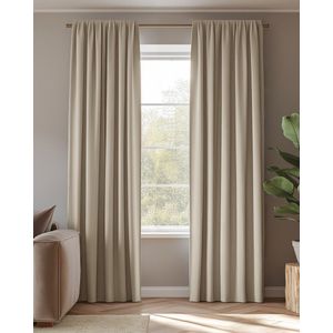 HOOMstyle Kant en Klaar Gordijn - Verduisterend - Met Plooiband - 140x270cm - Zand / Tarwe