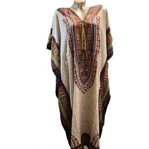 Kaftan met aantrekkoord onesize 36-50 beige