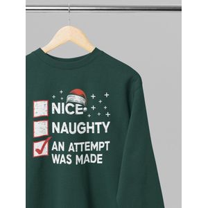 Wurban Wear - Nice or naughty - Foute Kersttrui - Groen - Unisex