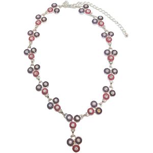 Ketting - Retro fashion, the 90's are back - Verstelbaar - Zilverkleurig, roze, paars