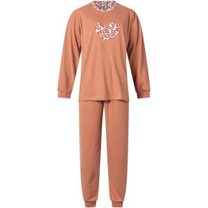 Lunatex - extra dikke dames pyjama 124198 - roestbruin met panter hart - maat M