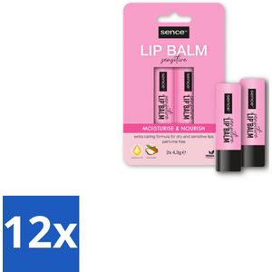 12 x Sence Lippenbalsem Sensitive 2 stuks per verpakking - Lippenbalsem - Lippenverzorging - Droge Lippen - Gevoelige Lippen - Lippen Hydrateren