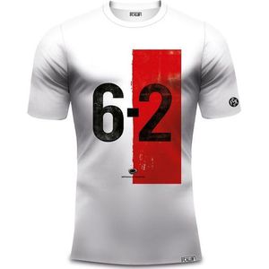 6-2 t-shirt - Maat L - Wit;Rood;Zwart - Heren Shirt
