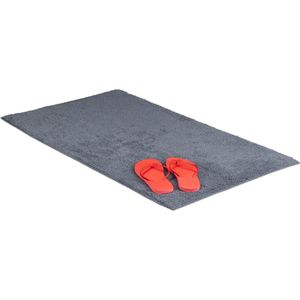 relaxdays badmat, verschillende maten, ook voor vloerverwarming, wasbaar, grijs 60x100cm