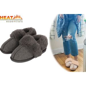 Instap Sloffen Dames | Vilt | Grijs| Maat 37/38 |Dames Pantoffels Dames Sloffen | Spaanse Sloffen