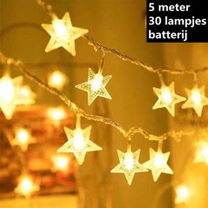 Led lampjes slinger- decoratieve ster lichtsnoer-werkt op batterij-warme kleur 5 meter 30 lampjes