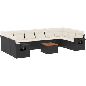 vidaXL Loungeset - 11-delig - Zwart - Poly Rattan