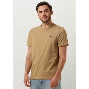 Fred Perry Ringer T-shirt Polo's & T-shirts Heren - Polo shirt - Camel - Maat XS