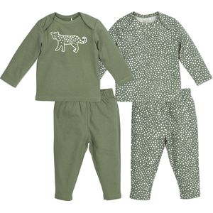 Meyco Baby Cheetah baby pyjama - 2-pack - forest green - 74/80