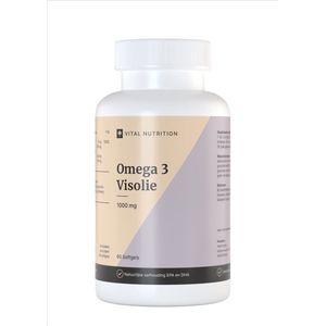 Vital Nutrition Omega 3 Visolie - 1000 mg (EPA: 500 mg & DHA: 250 mg) - TOTOX <7.5 - Onafhankelijk Getest - 60 Softgels