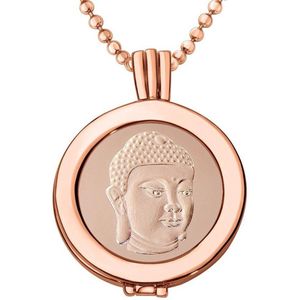 Quiges - Munthouder met Ketting en Munt 25mm Boeddha - Rose Goudkleurig - EPRHZ337