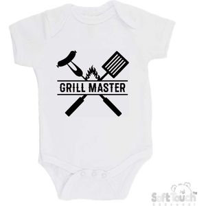 100% Katoenen Romper "Grill Master" Unisex Katoen Wit/zwart 62/68