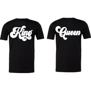Couple shirts King en Queen-achterkant shirts-zwart-korte mouwen-Maat L