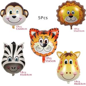 5 Stuks Dierenkop Folie Ballonnen Jungle Safari Feest Cadeau Gelukkige Verjaardag Feest Decoraties Kids Baby Shower Feestartikelen