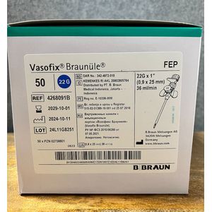 BBRAUN - Vasofix Braunüle verblijfscatheter - 0,90 x 25 mm, blauw, 22G - 50 stuks per doos