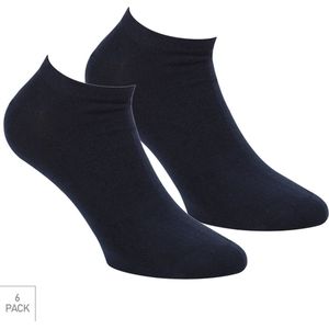 Bamboe Sneaker Sokken Met Badstof Voetbed 6-Pack - Marine - Maat 36-40 - Comfy Lage Bamboe Sokken Voor Frisse Droge Voeten - Dames / Heren