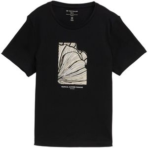 TOM TAILOR Basic T-shirt voor dames van biologisch katoen, 29999 - Black, XL