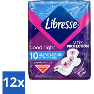 Libresse – Inlegkruisjes – Invisible Goodnight 3 mm – Nachtbescherming – 10 Inlegkruisjes - Voordeelverpakking - 12 stuks