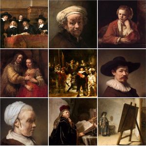 UNIEK & STIJL- blanco dubbele kaarten met envelop - wenskaarten set - 9 kaarten- zonder tekst - blanco - 14.8 x14.8 cm - Rembrandt - kunstkaarten - oud Hollandse meesters - Zie al onze kaartensets : UNIEK & STIJL kaarten
