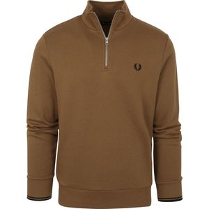 Fred Perry - Half Zip Trui Bruin - Heren - Maat XL - Regular-fit