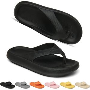 Geweo Badslippers - Slippers Heren - Antislip Zachte Zomer Teenslippers - Zwart - Maat42/43