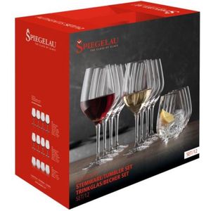 Spiegelau - Startersset - Bonus Pack - Authentis - 12-delig - Set met 4 rodewijnglazen, 4 wittewijnglazen en 4 universeelglazen
