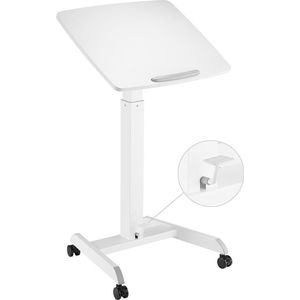 Worktrainer - Mobispot Wit - Hoogte 76 - 113 cm - Breedte 60 cm - Klein gasveer zit-sta bureau - Verrijdbare tekentafel - Lessenaar met Gasveer bediening